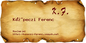 Köpeczi Ferenc névjegykártya